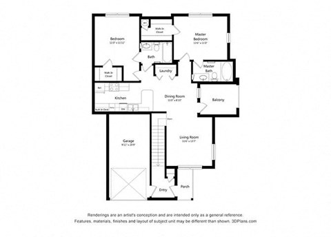 B4 Floor Plan at Woodway Village, Austin, 78744